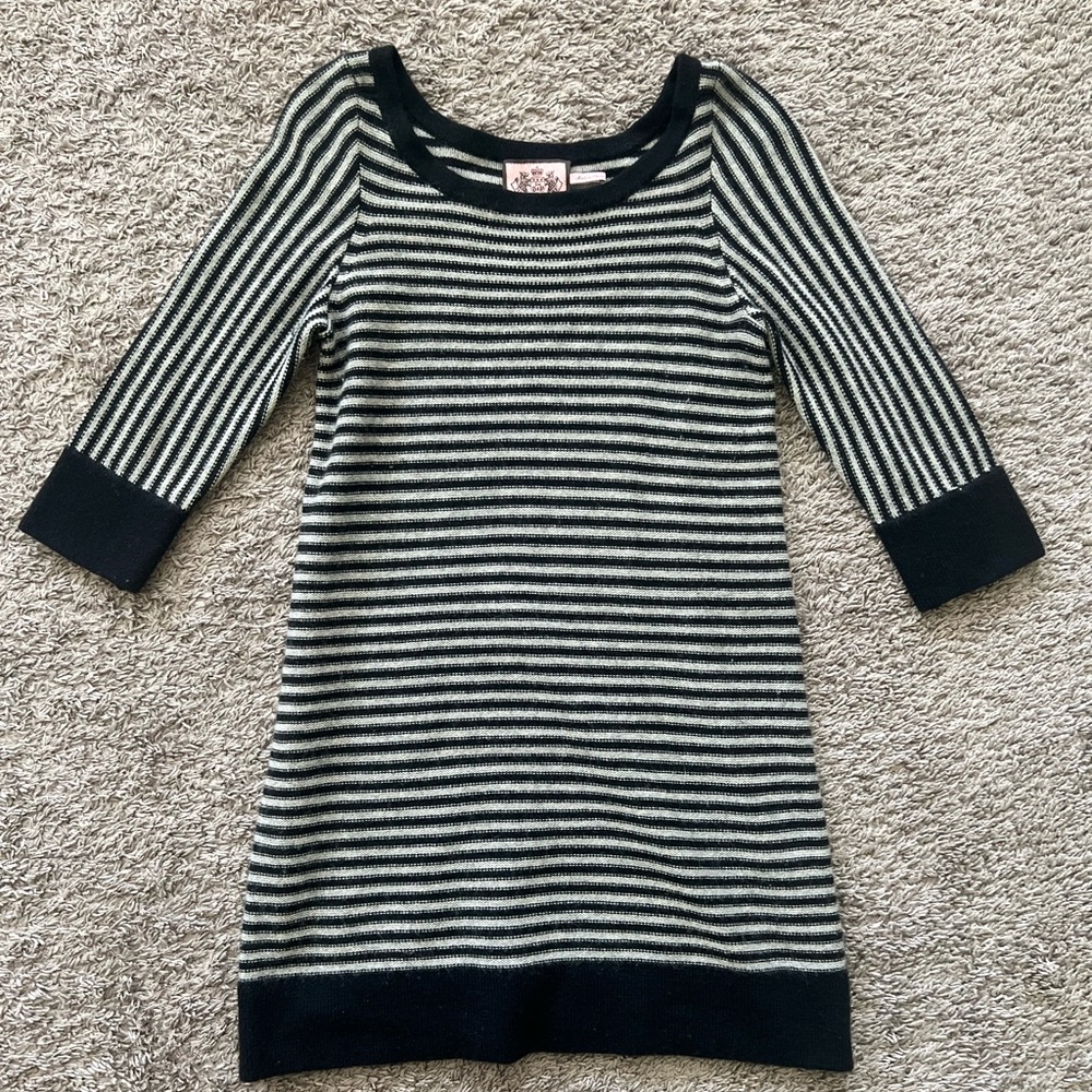 Vintage Y2K Juicy Couture Black and White Sweater Dress